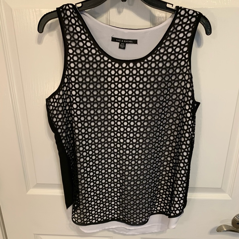 Zac & Rachel laser cut black/white top
